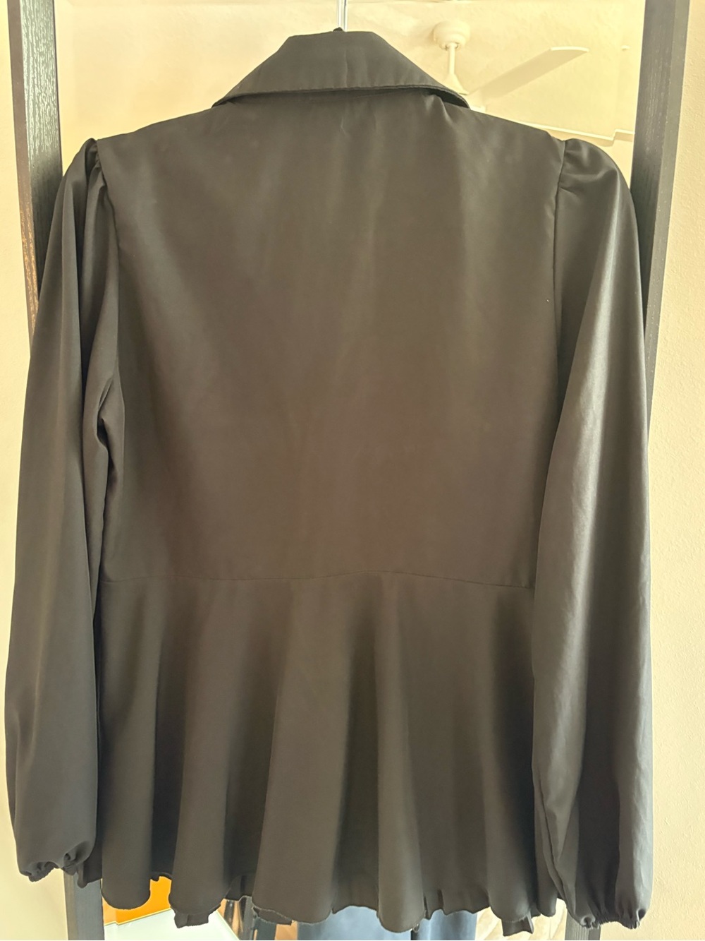 Black Long-Sleeve Pleated Button-Front Women's Dress - Picture 4 of 5